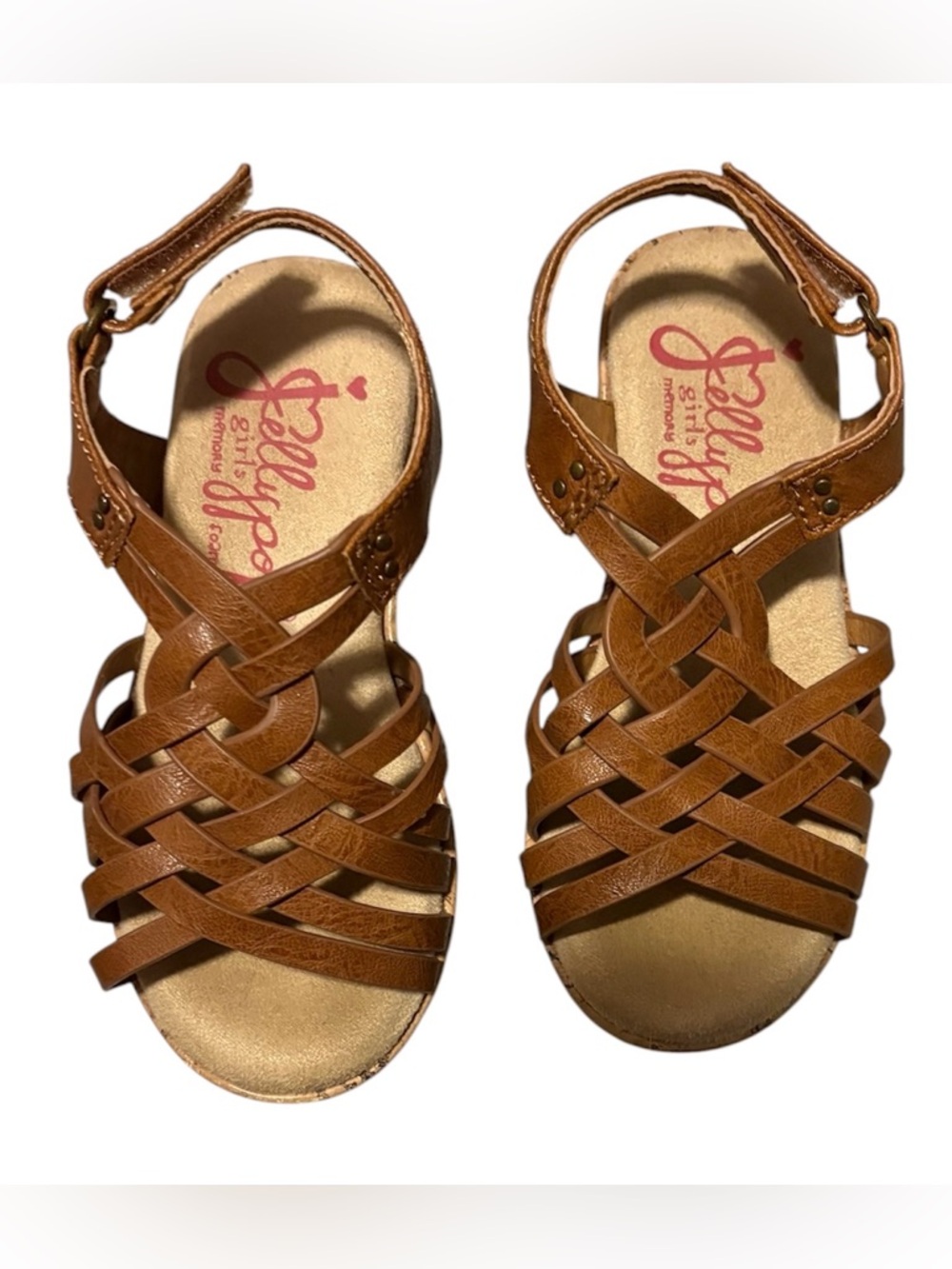 Jellypop Girls' Brown Braided Strap Sandals